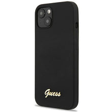 Заредете изображение във визуализатора на галерията – Guess GUHCP13MLSLMGBK iPhone 13 6.1&quot; black/black hardcase Silicone Script Gold Logo
