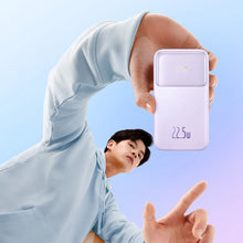 Заредете изображение във визуализатора на галерията – Baseus Comet Series powerbank with display 20000mAh 22.5W - purple + USB-A - USB-C 0.3m cable - white
