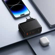 Заредете изображение във визуализатора на галерията – Baseus GaN5 Pro GaN charger 2x USB-C / USB-A 160W - black + USB-C - USB-C 240W cable - black
