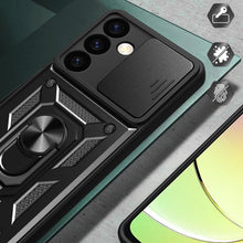 Заредете изображение във визуализатора на галерията – Hybrid Armor Camshield armored case for Samsung Galaxy S24 with camera cover - black
