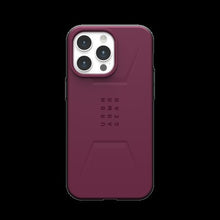 Заредете изображение във визуализатора на галерията – UAG Civilian Magsafe - protective case for iPhone 15 Pro Max (bordeaux)
