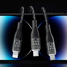Заредете изображение във визуализатора на галерията – Fast charging cable 120W 1m 3in1 USB - USB-C / microUSB / Lightning Dudao L22X - silver
