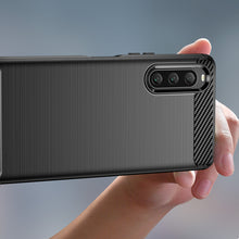 Заредете изображение във визуализатора на галерията – Carbon Case cover for Sony Xperia 10 V flexible silicone carbon cover black
