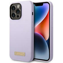 Заредете изображение във визуализатора на галерията – Guess GUHMP14LSBPLU iPhone 14 Pro 6.1" purple/purple hard case Silicone Logo Plate MagSafe
