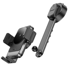 Заредете изображение във визуализатора на галерията – HOCO car holder with wireless charging for center console HW14 Speed black metal gray
