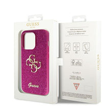 Заредете изображение във визуализатора на галерията – Original faceplate case GUESS GUHCP15LHG4SGU for iPhone 15 Pro (Fixed Glitter Big 4G / purple)
