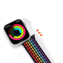 Заредете изображение във визуализатора на галерията – Dux Ducis Strap (Mixture II Version) strap for Apple Watch SE, 8, 7, 6, 5, 4, 3, 2, 1 (41, 40, 38 mm) braided bracelet dark stripes
