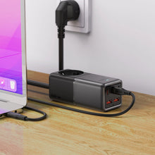 Заредете изображение във визуализатора на галерията – Acefast Z2 GaN 75W PD desktop charger 3x USB-C 2x USB-A - black and gray
