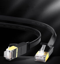 Заредете изображение във визуализатора на галерията – Ugreen Flat Cable Internet Network Cable Ethernet Patchcord RJ45 Cat 7 STP LAN 10 Gbps 3m Black (NW106 11262)

