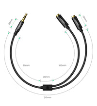 Заредете изображение във визуализатора на галерията – Ugrenn AV123 headphone cable 3.5 mm minijack (male) - 2x 3.5 mm minijack (female) - black
