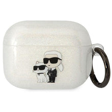 Заредете изображение във визуализатора на галерията – Karl Lagerfeld KLAPHNKCTGT Airpods Pro cover transparent Gliter Karl&amp;Choupette
