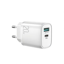 Заредете изображение във визуализатора на галерията – Joyroom fast charger USB-A QC3.0 / USB-C PD white (L-QP2011)
