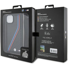 Заредете изображение във визуализатора на галерията – BMW M Edition Carbon Tricolor Lines &amp; Strap case for iPhone 15 / 14 / 13 - black
