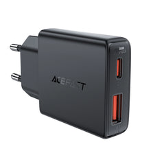 Заредете изображение във визуализатора на галерията – Acefast A69 PD 30W GaN USB-A USB-C wall charger - black
