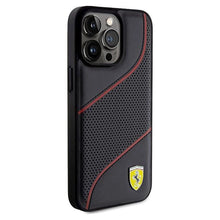 Заредете изображение във визуализатора на галерията – Ferrari Perforated Waves Metal Logo case for iPhone 15 Pro Max - black
