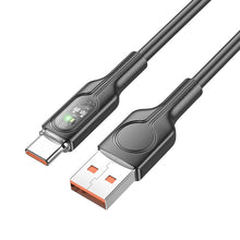 Заредете изображение във визуализатора на галерията – HOCO cable USB to Type C 5A Transparent explore intelligent power-off U120 1m black
