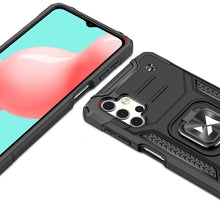 Заредете изображение във визуализатора на галерията – Wozinsky Ring Armor Case Kickstand Tough Rugged Cover for Samsung Galaxy A32 4G black
