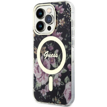Заредете изображение във визуализатора на галерията – Original Case GUESS hardcase Flower MagSafe GUHMP14LHCFWSK for Iphone 14 Pro black
