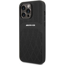 Заредете изображение във визуализатора на галерията – AMG AMHMP14XOSDBK iPhone 14 Pro Max 6.7" black/black hardcase Leather Curved Lines MagSafe
