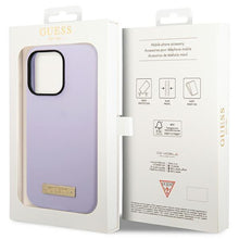 Заредете изображение във визуализатора на галерията – Guess GUHMP14LSBPLU iPhone 14 Pro 6.1" purple/purple hard case Silicone Logo Plate MagSafe
