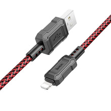 Заредете изображение във визуализатора на галерията – HOCO cable USB to iPhone Lightning 8-pin 2,4A Leader X94 red
