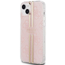 Заредете изображение във визуализатора на галерията – Original faceplate case GUESS GUHCP15MH4PSEGP for iPhone 15 Plus (4G Gold  Stripe / pink)
