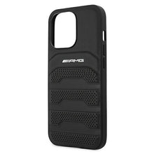 Заредете изображение във визуализатора на галерията – AMG AMHCP13XGSEBK iPhone 13 Pro Max 6,7" czarny/black hardcase Leather Debossed Lines
