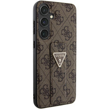 Заредете изображение във визуализатора на галерията – Original Case GUESS - hardcase Grip Stand 4G Triangle Strass GUHCS24MPGS4TDW for Samsung Galaxy S24 Plus Brown
