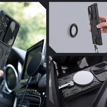 Заредете изображение във визуализатора на галерията – Nillkin CamShield Armor Pro Magnetic Case for Samsung Galaxy S23 Ultra Magnetic MagSafe Cover with Camera Cover Black
