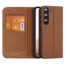 Заредете изображение във визуализатора на галерията – Dux Ducis Skin X2 case Samsung Galaxy S23 flip case wallet stand brown
