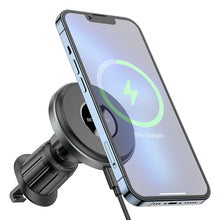 Заредете изображение във визуализатора на галерията – Borofone Car holder BH202 Seaside magnetic with induction charging to air vent mount for Magsafe black
