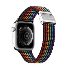 Заредете изображение във визуализатора на галерията – Dux Ducis Strap (Mixture II Version) strap for Apple Watch SE, 8, 7, 6, 5, 4, 3, 2, 1 (41, 40, 38 mm) braided bracelet dark stripes
