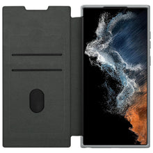 Заредете изображение във визуализатора на галерията – Nillkin Qin Cloth Pro Case for Samsung Galaxy S23 Ultra Cover with Flip Camera Cover Gray
