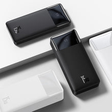 Заредете изображение във визуализатора на галерията – Baseus Bipow powerbank with display 30000mAh 15W black (Overseas Edition) + cable USB-A - Micro USB 0.25m black (PPBD050201)
