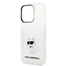 Заредете изображение във визуализатора на галерията – Original Pouch KARL LAGERFELD Ikonik Choupette KLHCP14S3DRKCK for Iphone 14 Pro transparent
