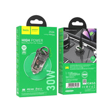 Заредете изображение във визуализатора на галерията – HOCO car charger Type C PD30W + USB QC3.0 Z53A VISION transparent black
