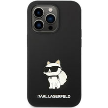 Заредете изображение във визуализатора на галерията – Karl Lagerfeld KLHMP14LSNCHBCK iPhone 14 Pro 6.1" hardcase black/black Silicone Choupette MagSafe
