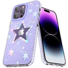Заредете изображение във визуализатора на галерията – Kingxbar Heart Star Series case for iPhone 14 Plus purple star case
