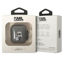 Заредете изображение във визуализатора на галерията – Karl Lagerfeld KLA2HNKCTGK Airpods 1/2 cover black/black Gliter Karl&amp;Choupette
