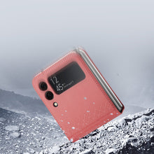 Заредете изображение във визуализатора на галерията – Dux Ducis Bril case for Samsung Galaxy Z Flip 3 cover made of ecological leather pink
