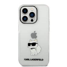 Заредете изображение във визуализатора на галерията – Original Pouch KARL LAGERFELD Ikonik Choupette KLHCP14S3DRKCK for Iphone 14 Pro transparent

