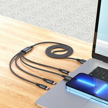 Заредете изображение във визуализатора на галерията – HOCO cable USB 4in1 to iPhone Lightning 8-pin + Micro + 2x Type C X76 black

