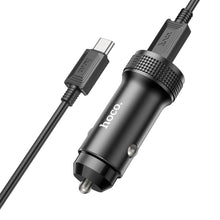 Заредете изображение във визуализатора на галерията – HOCO car charger USB QC 18W + Type C 20W + cable Type C to Type C PD38W Z49B Level black
