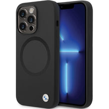 Заредете изображение във визуализатора на галерията – Original Case BMW Signature Liquid Silicone MagSafe BMHMP14SSILBK2 for Iphone 14 Pro Black
