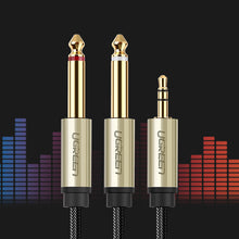 Заредете изображение във визуализатора на галерията – Ugreen cable audio cable mini jack 3.5 mm - 2 x jack 6.35 mm 2m gray (AV126)
