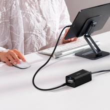 Заредете изображение във визуализатора на галерията – Baseus fast charger GaN5 Pro HUB HDMI 2 x USB-C / USB-A / HDMI 4K 30Hz 1.5m black + USB-C cable - USB-C 100W 40Gb/s (USB4) 1m (CCGP110201)
