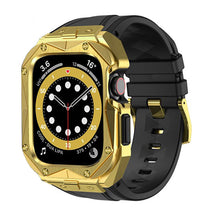 Заредете изображение във визуализатора на галерията – Kingxbar CYF140 2in1 Rugged Case for Apple Watch 8, 7 (45 mm) Stainless Steel with Strap Gold
