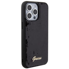 Заредете изображение във визуализатора на галерията – Guess Sequin Script Metal case for iPhone 15 Pro - black
