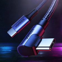 Заредете изображение във визуализатора на галерията – Ugreen US334 USB-C 2.0 (angled) / USB-C 2.0 (straight) cable 100W PD 1 m - black
