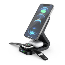 Заредете изображение във визуализатора на галерията – Wireless charger qi 3in1 15w b16 working with magsafe black
